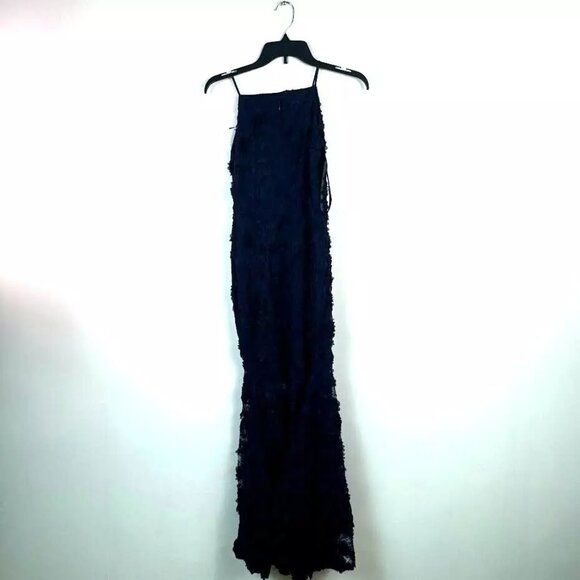 Avery G | Dresses | Avery G Womens Navy Blue Textured Halter Sleeveless ...